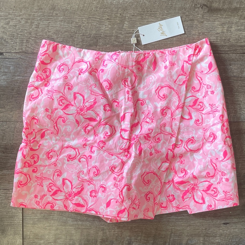 NWT Lilly Pulitzer Floral Alicent Mini Skort Conch Shell Pink 100% Cotton